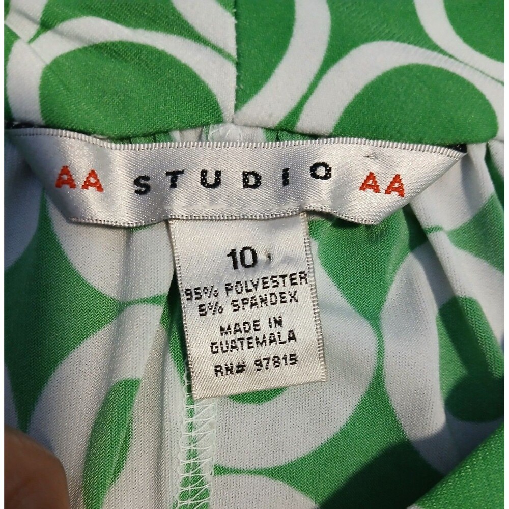 AA Studio AA Green/White Geometric Circle Print Sleeveless Dress 10 - Picture 4 of 6